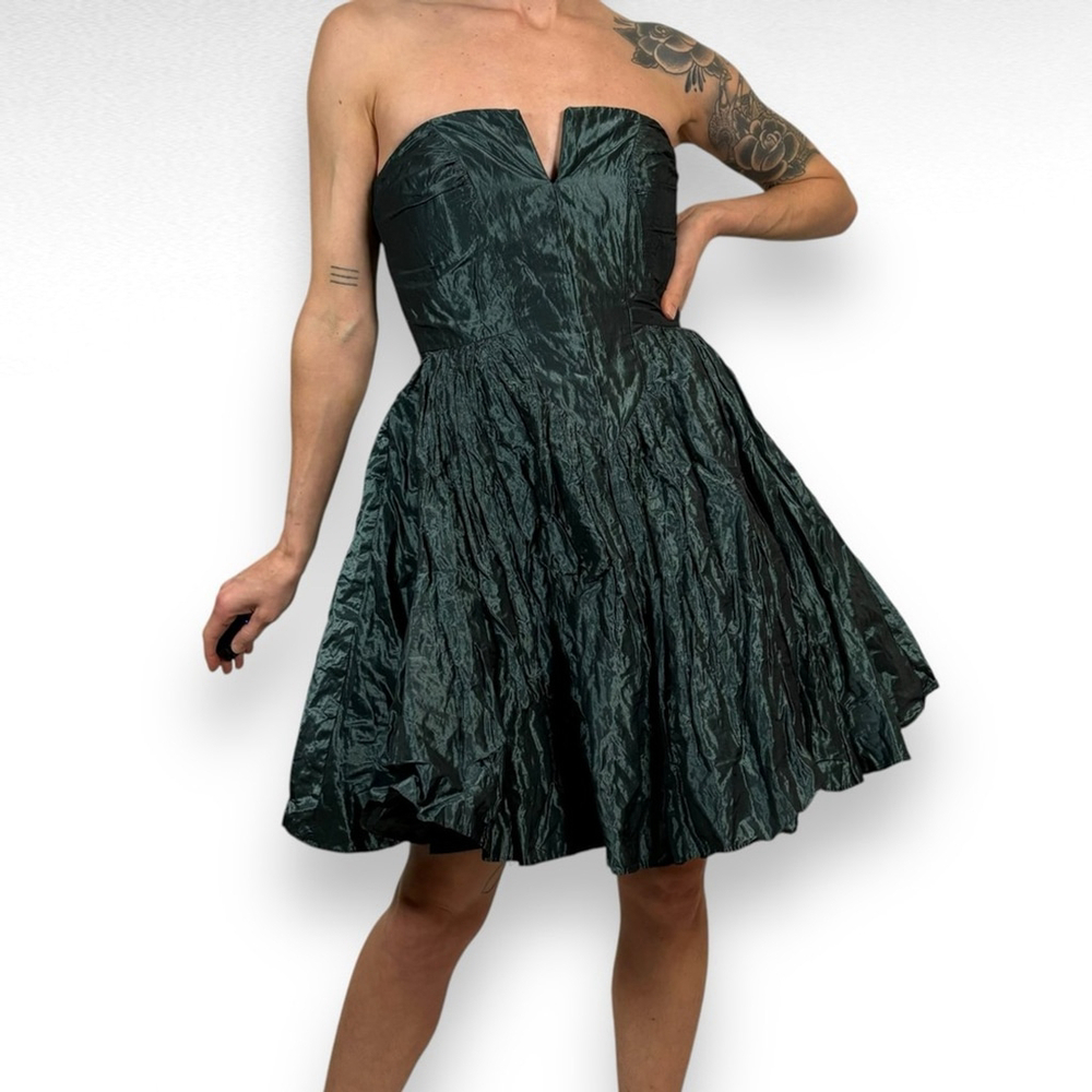 Vintage 80s Nicole Miller Mini Dress Size Xs Green Tutu Fairy Prom Cocktail